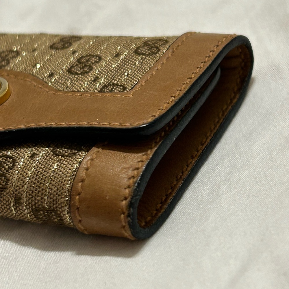Gucci Vintage GG Signiture Leather/ Canvas Key Holder Wallet (Gold Inlay Canvas) - Picture 14 of 16